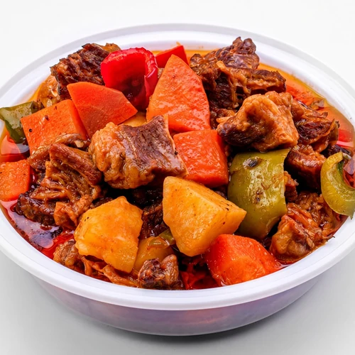 Filipino caldereta stew with potatoes and vegetables