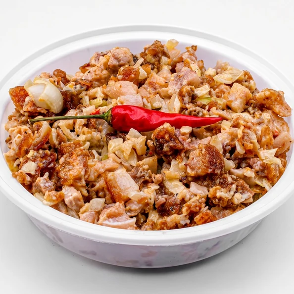 Close view of Filipino sisig